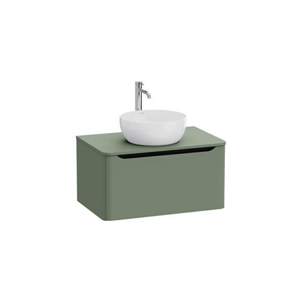 VitrA Integra Round Lavabo Dolabı, 80 cm, Bir Çekmeceli, Çanak Lavabo Uyumlu, Mat Yeşil, Lavabosuz
