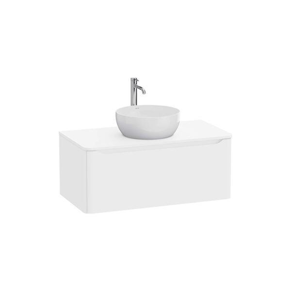 VitrA Integra Round Lavabo Dolabı, 100 cm, Bir Çekmeceli, Çanak Lavabo Uyumlu, Mat Beyaz, Lavabosuz