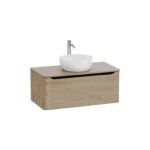 VitrA Integra Round Lavabo Dolabı, 100 cm, Bir Çekmeceli, Çanak Lavabo Uyumlu, Altın Meşe, Lavabosuz