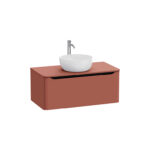 VitrA Integra Round Lavabo Dolabı, 100 cm, Bir Çekmeceli, Çanak Lavabo Uyumlu, Mat Kırmızı, Lavabosuz