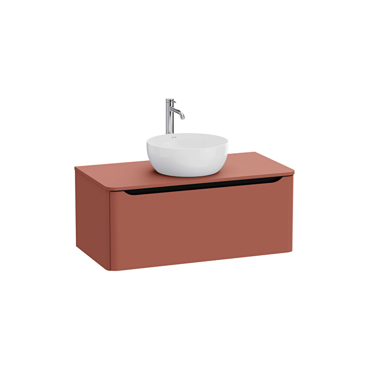 70054_Cut_Out_Image-1.jpg VitrA Integra Round Lavabo Dolabı, 100 cm, Bir Çekmeceli, Çanak Lavabo Uyumlu, Mat Kırmızı, Lavabosuz - Görsel 1