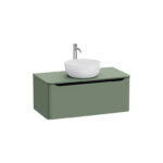 VitrA Integra Round Lavabo Dolabı, 100 cm, Bir Çekmeceli, Çanak Lavabo Uyumlu, Mat Yeşil, Lavabosuz