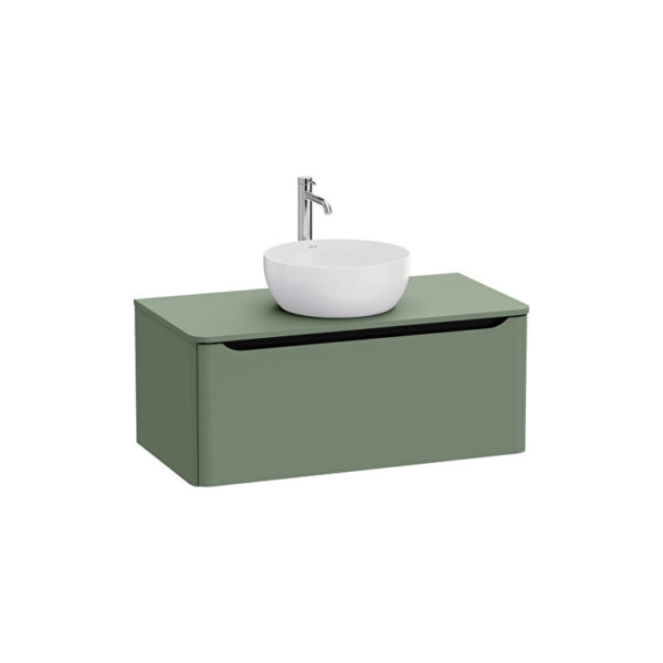 VitrA Integra Round Lavabo Dolabı, 100 cm, Bir Çekmeceli, Çanak Lavabo Uyumlu, Mat Yeşil, Lavabosuz