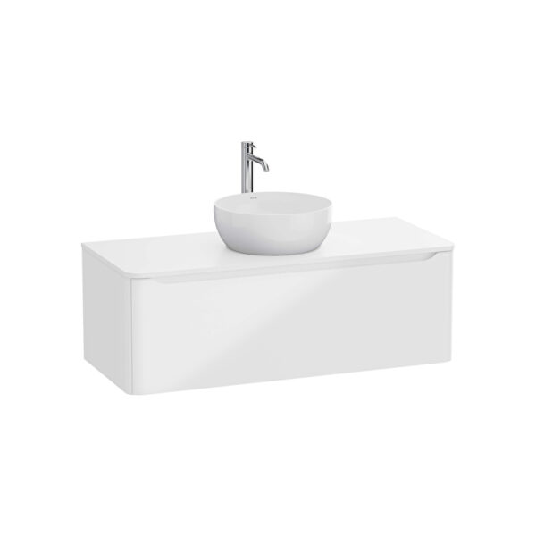 VitrA Integra Round Lavabo Dolabı, 120 cm, Bir Çekmeceli, Çanak Lavabo Uyumlu, Parlak Beyaz, Lavabosuz