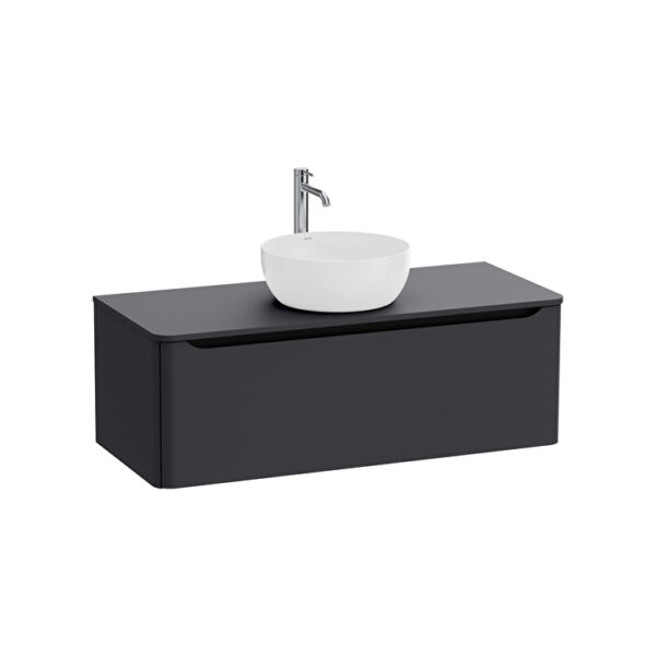 VitrA Integra Round Lavabo Dolabı, 120 cm, Bir Çekmeceli, Çanak Lavabo Uyumlu, Mat Grafit, Lavabosuz