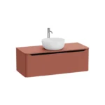 VitrA Integra Round Lavabo Dolabı, 120 cm, Bir Çekmeceli, Çanak Lavabo Uyumlu, Mat Kırmızı, Lavabosuz