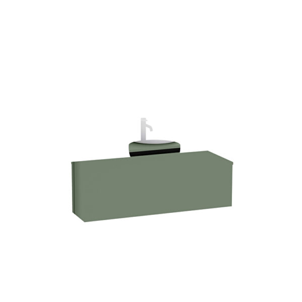 VitrA Integra Round Lavabo Dolabı, 120 cm, Bir Çekmeceli, Çanak Lavabo Uyumlu, Mat Yeşil, Lavabosuz