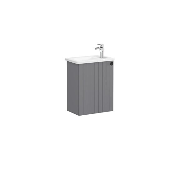 VitrA Root Groove Lavabo Dolabı, 45 cm, Bir Kapaklı, Dar, Köşeli Lavabo, Mat Gri, Sol