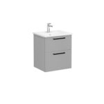 VitrA Root Flat Lavabo Dolabı, 60 cm, İki Çekmeceli, Köşeli Lavabo, Mat Kaya Gri - Görsel 3