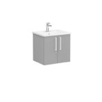 VitrA Root Flat Lavabo Dolabı, 60 cm, İki Kapaklı, Köşeli Lavabo, Mat Kaya Gri - Görsel 4