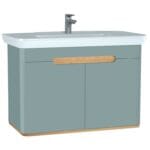 VitrA Sento Lavabo Dolabı, 100 cm, İki Kapaklı, Aydınlatmalı, Mat Fiyord Yeşili - Görsel 2
