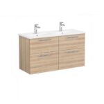 VitrA Root Flat Lavabo Dolabı, 120 cm, Dört Çekmeceli, Yuvarlak Lavabo, Doğal Meşe - Görsel 2