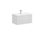 VitrA Root Groove Lavabo Dolabı, 80 cm, Bir Çekmeceli, Yuvarlak Lavabo, Mat Açık Gri