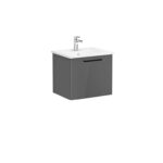 VitrA Root Flat Lavabo Dolabı, 60 cm, Bir Çekmeceli, Köşeli Lavabo, Parlak Antrasit - Görsel 3