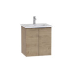 VitrA Mia Plus Square Lavabo Dolabı, 60 cm, İki Kapaklı, Tek Armatür Delikli, Altın Meşe