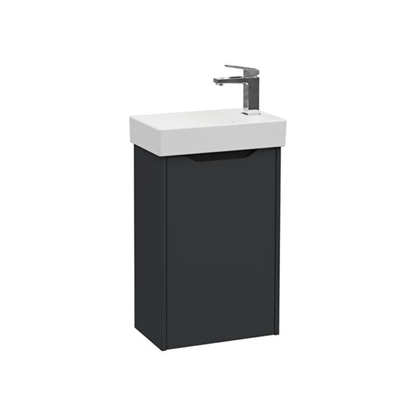 VitrA Integra Square Lavabo Dolabı, 45 cm, Bir Kapaklı, Dar, Mat Grafit, Sağ