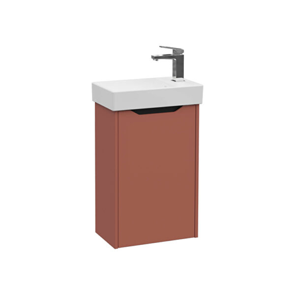VitrA Integra Square Lavabo Dolabı, 45 cm, Bir Kapaklı, Dar, Mat Kırmızı, Sağ