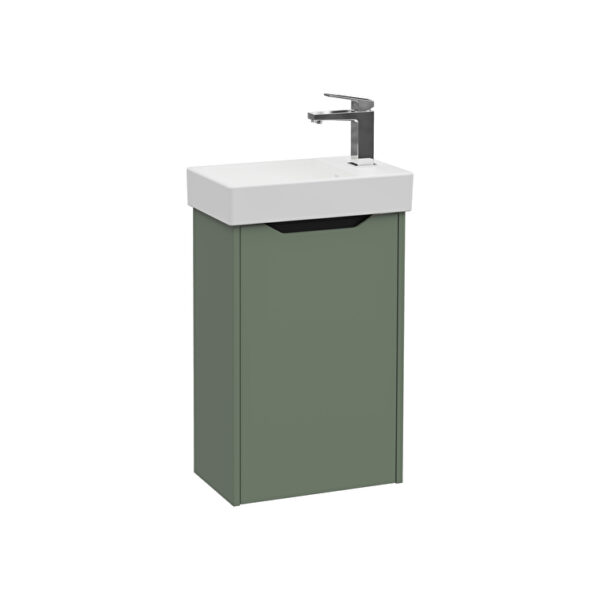 VitrA Integra Square Lavabo Dolabı, 45 cm, Bir Kapaklı, Dar, Mat Yeşil, Sağ