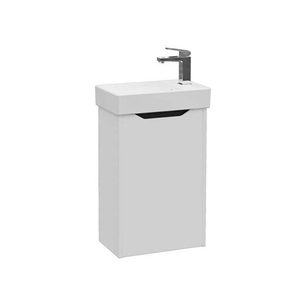 VitrA Integra Square Lavabo Dolabı, 45 cm, Bir Kapaklı, Dar, Mat Açık Gri, Sağ