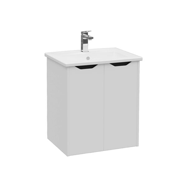 VitrA Integra Square Lavabo Dolabı, 60 cm, İki Kapaklı, Mat Açık Gri