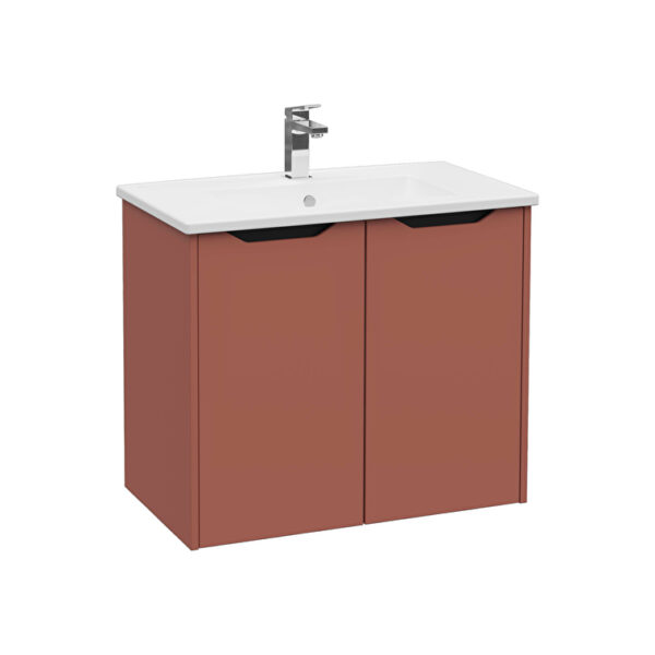 VitrA Integra Square Lavabo Dolabı, 80 cm, İki Kapaklı, Mat Kırmızı