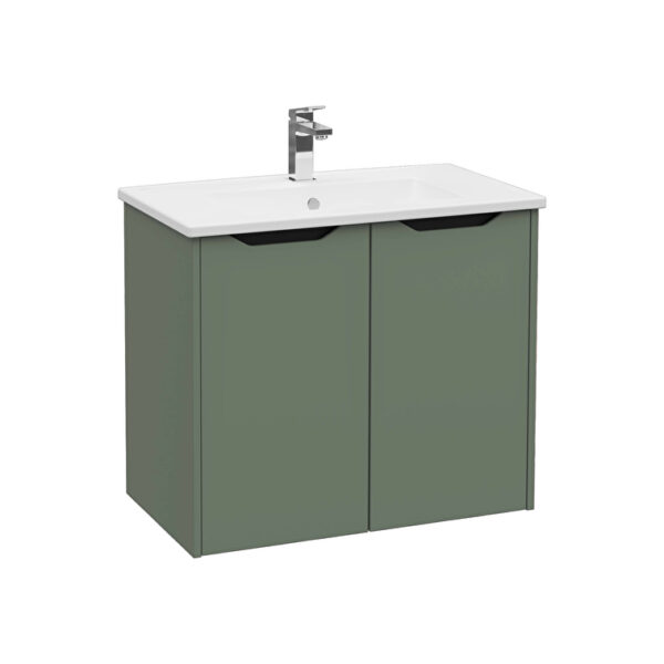 VitrA Integra Square Lavabo Dolabı, 80 cm, İki Kapaklı, Mat Yeşil
