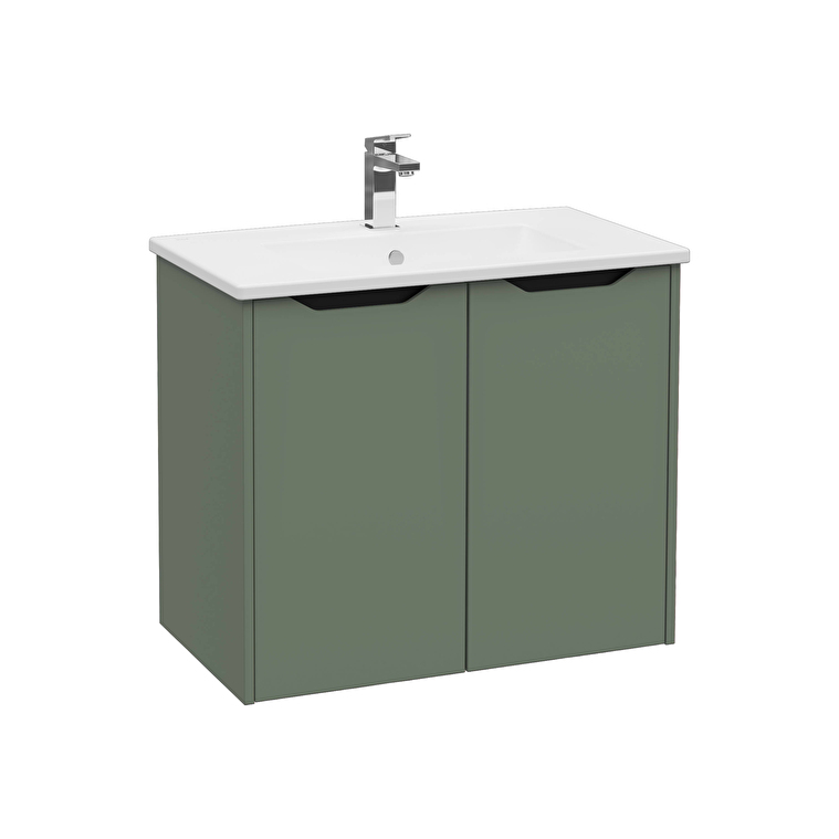 80089-1.jpg VitrA Integra Square Lavabo Dolabı, 80 cm, İki Kapaklı, Mat Yeşil - Görsel 1