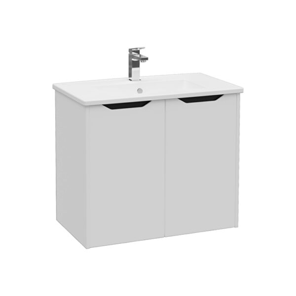 VitrA Integra Square Lavabo Dolabı, 80 cm, İki Kapaklı, Mat Açık Gri