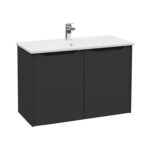 VitrA Integra Square Lavabo Dolabı, 100 cm, İki Kapaklı, Mat Grafit - Görsel 2