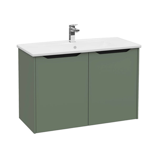 VitrA Integra Square Lavabo Dolabı, 100 cm, İki Kapaklı, Mat Yeşil