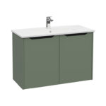 VitrA Integra Square Lavabo Dolabı, 100 cm, İki Kapaklı, Mat Yeşil - Görsel 3