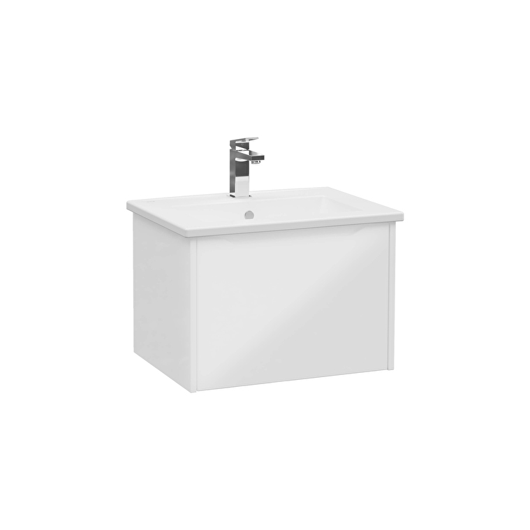 80129-1.jpg VitrA Integra Square Lavabo Dolabı, 60 cm, Bir Çekmeceli, Parlak Beyaz - Görsel 1
