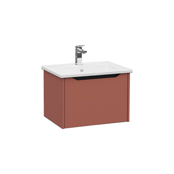 VitrA Integra Square Lavabo Dolabı, 60 cm, Bir Çekmeceli, Mat Kırmızı