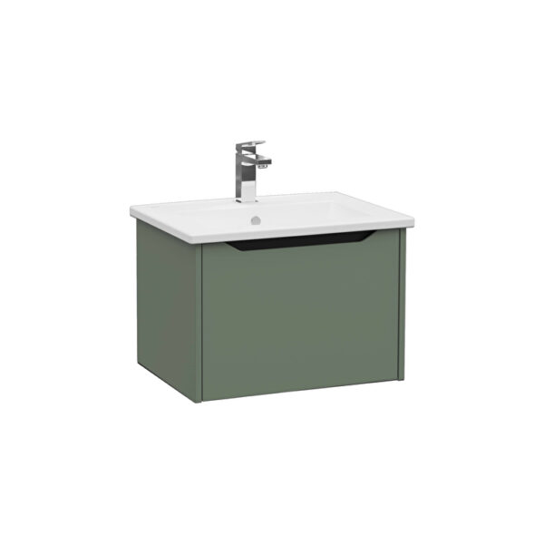 VitrA Integra Square Lavabo Dolabı, 60 cm, Bir Çekmeceli, Mat Yeşil