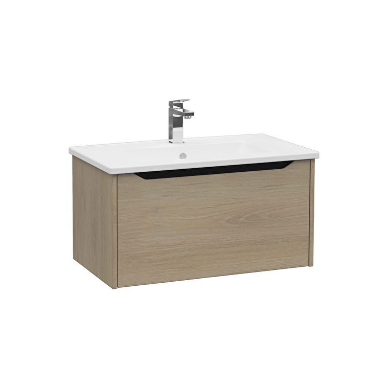 80141-1.jpg VitrA Integra Square Lavabo Dolabı, 80 cm, Bir Çekmeceli, Altın Meşe - Görsel 1
