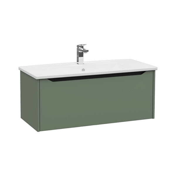 VitrA Integra Square Lavabo Dolabı, 100 cm, Bir Çekmeceli, Mat Yeşil