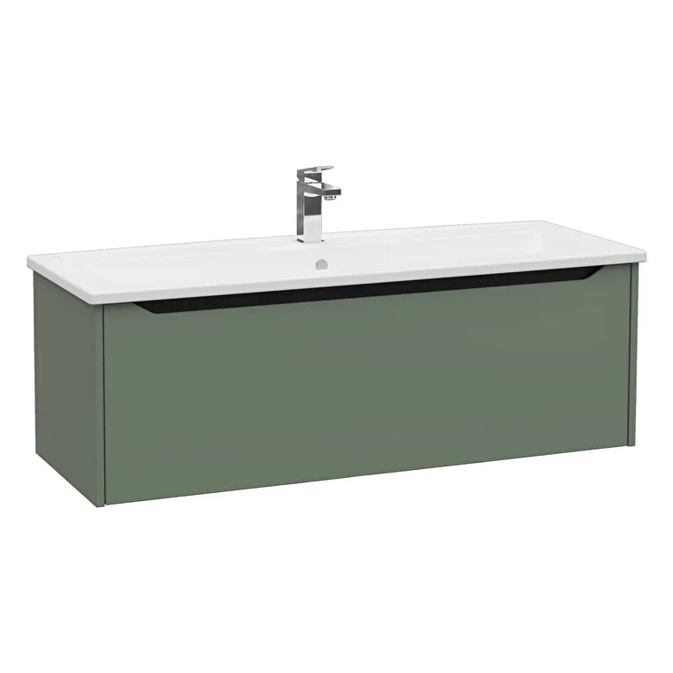 80161-1.webp VitrA Integra Square Lavabo Dolabı, 120 cm, Bir Çekmeceli, Mat Yeşil - Görsel 1