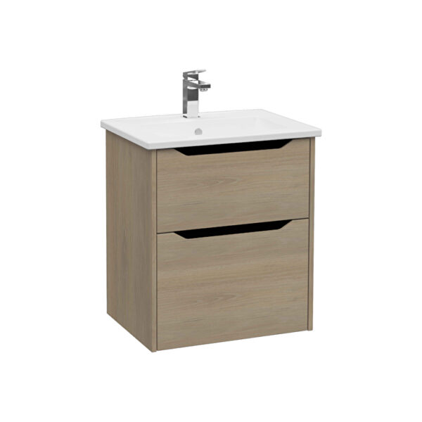 VitrA Integra Square Lavabo Dolabı, 60 cm, İki Çekmeceli , Altın Meşe