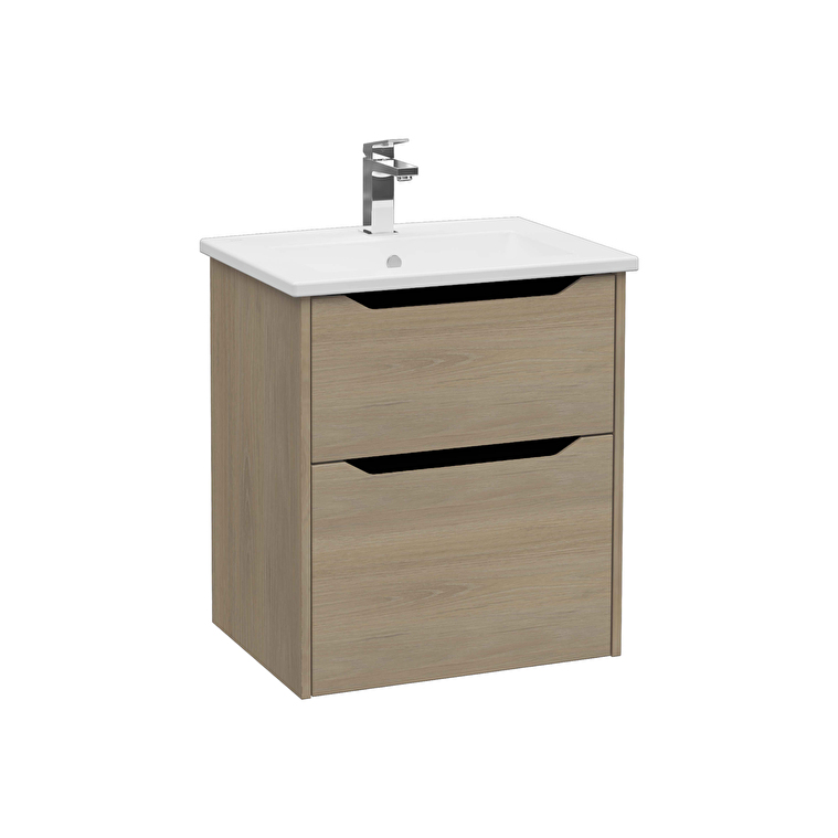 80204-1.jpg VitrA Integra Square Lavabo Dolabı, 60 cm, İki Çekmeceli , Altın Meşe - Görsel 1