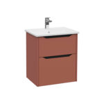 VitrA Integra Square Lavabo Dolabı, 60 cm, İki Çekmeceli , Mat Kırmızı - Görsel 2