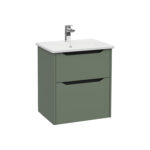 VitrA Integra Square Lavabo Dolabı, 60 cm, İki Çekmeceli , Mat Yeşil - Görsel 2