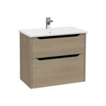 VitrA Integra Square Lavabo Dolabı, 80 cm, İki Çekmeceli , Altın Meşe