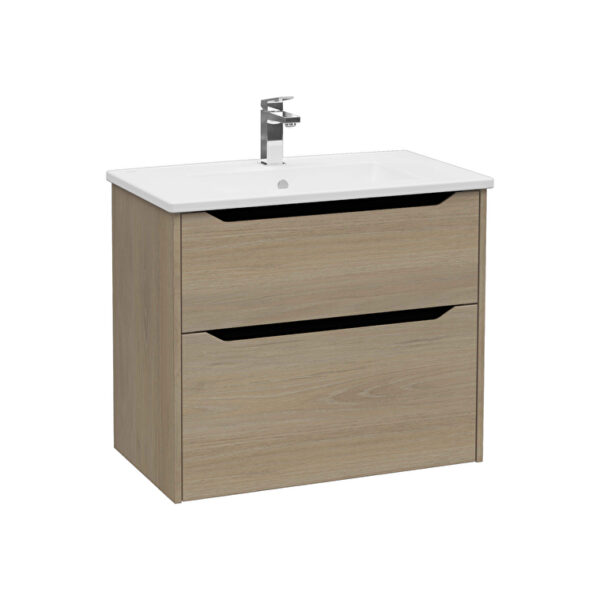VitrA Integra Square Lavabo Dolabı, 80 cm, İki Çekmeceli , Altın Meşe