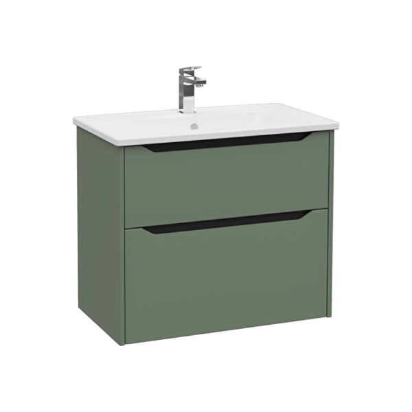 VitrA Integra Square Lavabo Dolabı, 80 cm, İki Çekmeceli , Mat Yeşil