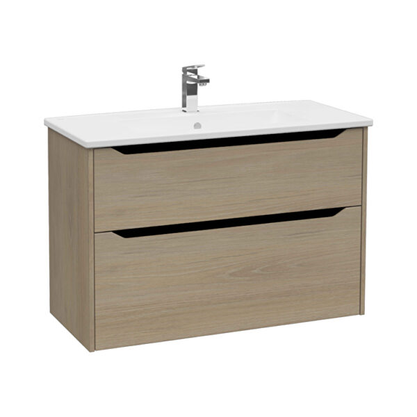 VitrA Integra Square Lavabo Dolabı, 100 cm, İki Çekmeceli , Altın Meşe