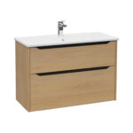 VitrA Integra Square Lavabo Dolabı, 100 cm, İki Çekmeceli , Altın Meşe - Görsel 2