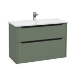 VitrA Integra Square Lavabo Dolabı, 100 cm, İki Çekmeceli , Mat Yeşil - Görsel 2