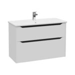 VitrA Integra Square Lavabo Dolabı, 100 cm, İki Çekmeceli , Mat Açık Gri
