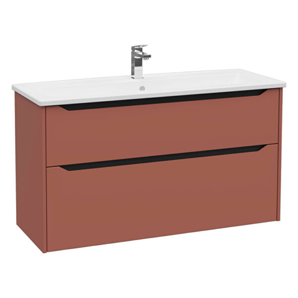VitrA Integra Square Lavabo Dolabı, 120 cm, İki Çekmeceli , Mat Kırmızı