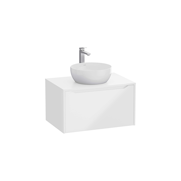 80273_Cut_Out_Image-1.jpg VitrA Integra Square Lavabo Dolabı, 80 cm, Bir Çekmeceli, Çanak Lavabo Uyumlu, Parlak Beyaz, Lavabosuz - Görsel 1
